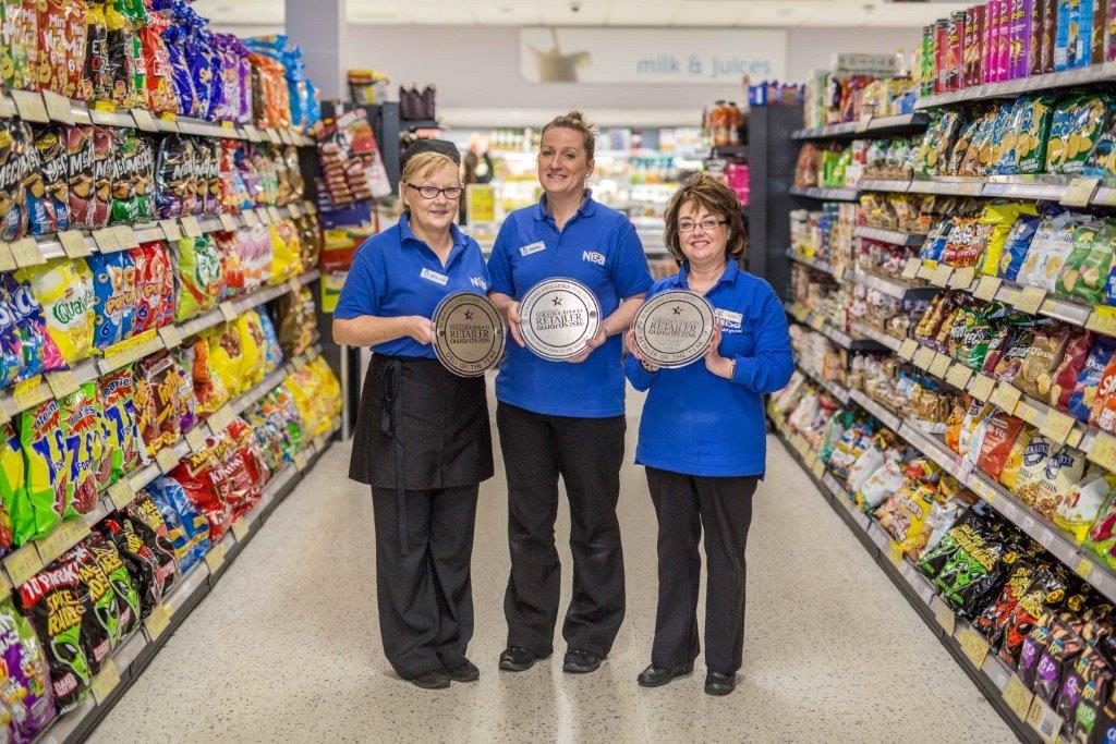 Geraldine Cahill, with long-serving members of staff Andrea Eccles and Jennifer Hughes
